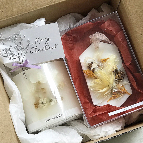 プレゼントや贈り物に・:*プレゼント梱包付き ボタニカルキャンドルと