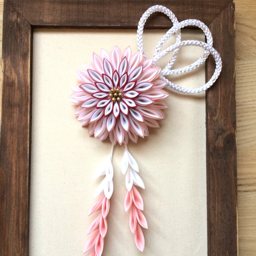 つまみ細工】万寿菊の髪飾りセット・薄紅梅 ヘアクリップ・バナナ