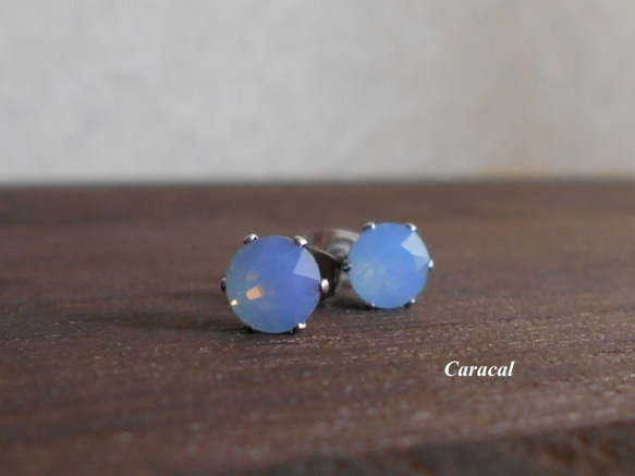 スワロフスキー Birthstone スタッドピアス ブルー 青 Birthstone スタッドピアス, スクエア・カット, 3月, ブルー