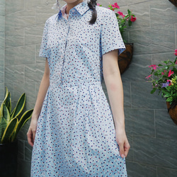 MIT 純棉幸運草印花襯衫洋裝(R5071E) 第2張的照片