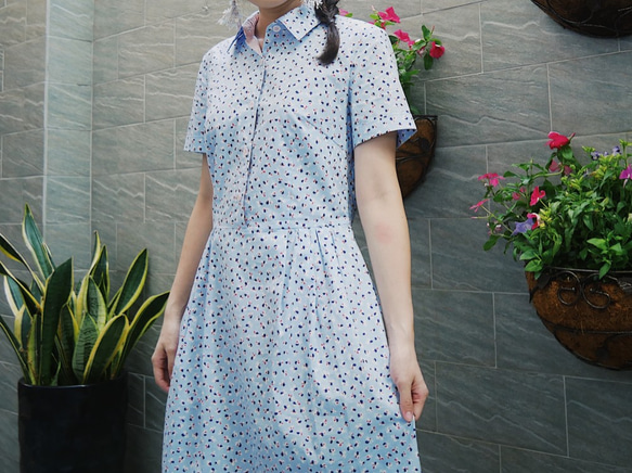 MIT 純棉幸運草印花襯衫洋裝(R5071E) 第2張的照片