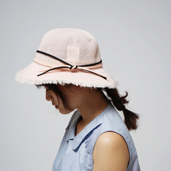 配色蝴蝶結可折草帽-粉色(R5512F) 第2張的照片