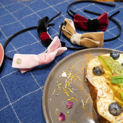 「手工飾品系列」立體雙色配色蝴蝶結髮箍 第3張的照片