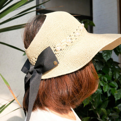 夏日珍珠蝴蝶結遮陽帽(R7766F) 第1張的照片