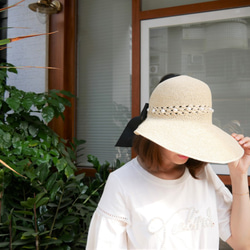 夏日珍珠蝴蝶結遮陽帽(R7766F) 第3張的照片