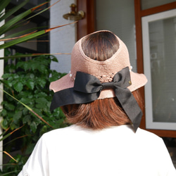 夏日珍珠蝴蝶結遮陽帽(R7766F) 第4張的照片