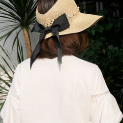 夏日珍珠蝴蝶結遮陽帽(R7766F) 第5張的照片