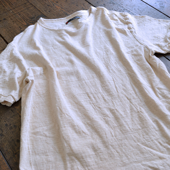 Tシャツ メンズ 半袖 オーガニックコットン 吊天竺 生成（きなり） 5枚目の画像
