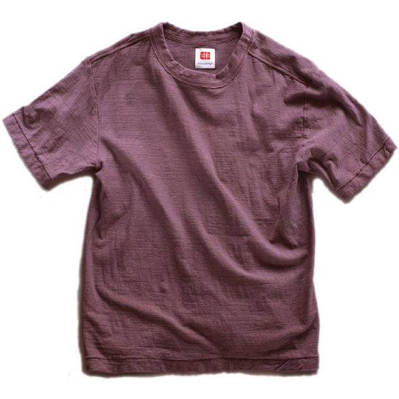 Tシャツ メンズ 半袖 オーガニックコットン 草木染め 吊天竺 五倍子 茜 赤紫 1枚目の画像