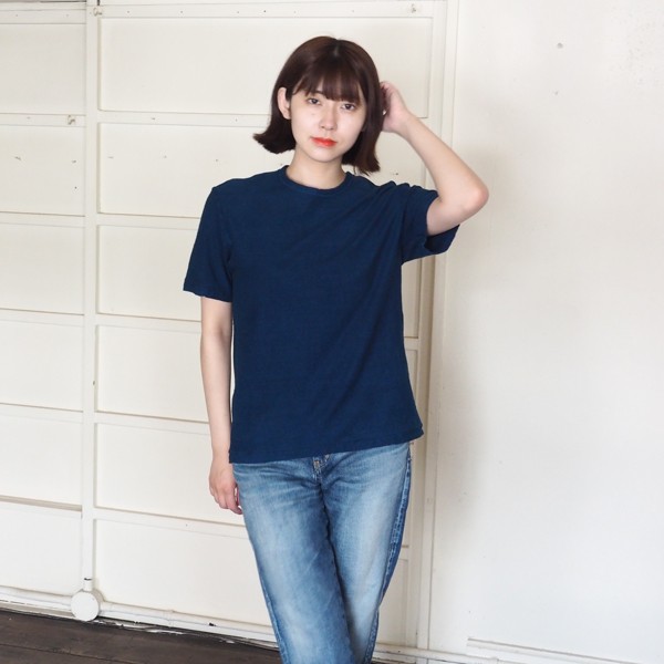 Tシャツ レディース 半袖 オーガニックコットン 藍染め 吊天竺 インディゴ