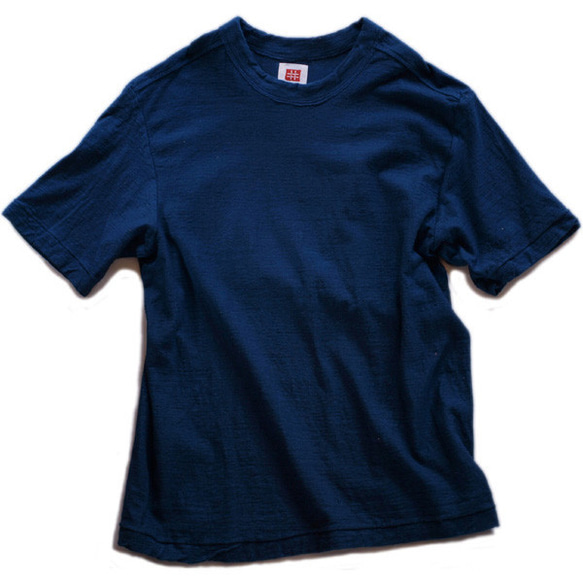 Tシャツ メンズ 半袖 オーガニックコットン 藍染め 吊天竺 インディゴ 1枚目の画像