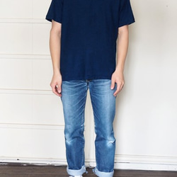 Tシャツ メンズ 半袖 オーガニックコットン 藍染め 吊天竺 インディゴ 4枚目の画像