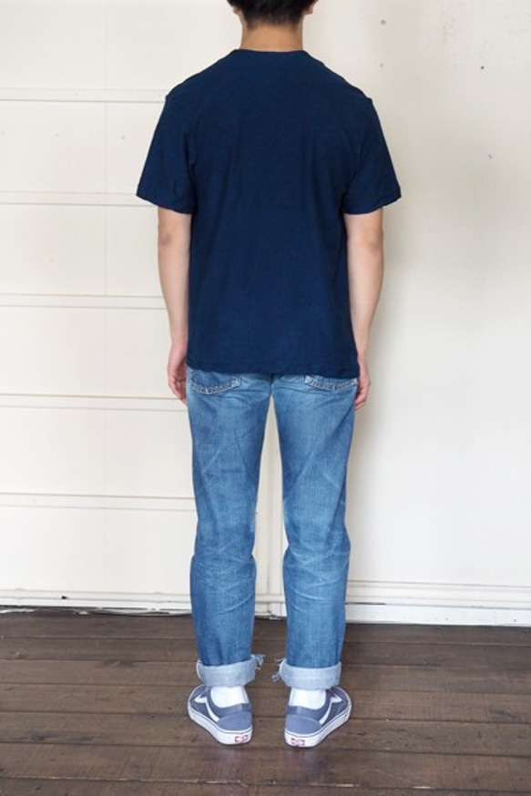 Tシャツ メンズ 半袖 オーガニックコットン 藍染め 吊天竺 インディゴ 6枚目の画像