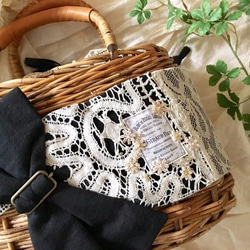 アンティークレースとリボンの大人のためのかごバッグ*170401 3枚目の画像