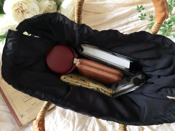 アンティークレースとリボンの大人のためのかごバッグ*170401 6枚目の画像