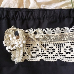 アンティークレースとリボンの大人のためのかごバッグ*170401 9枚目の画像