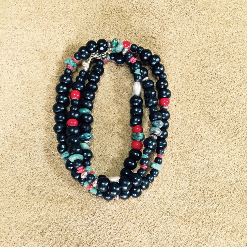 ボーンビーズネックレス　ブラック