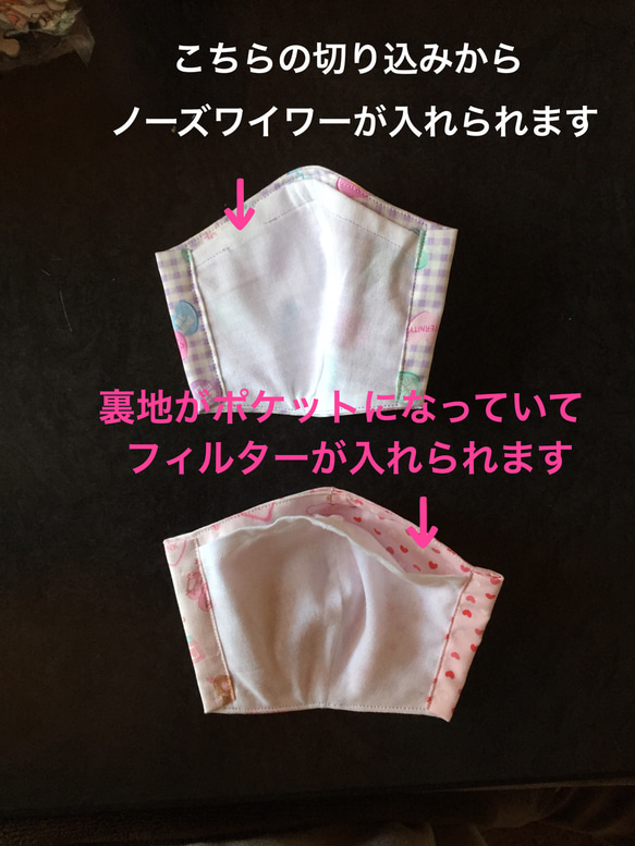 ジュニア用フィルターポケット付き立体マスク2枚セット 4枚目の画像