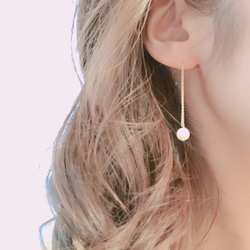 [550] 14kgf淡水珍珠7毫米圓形美國耳環 第3張的照片