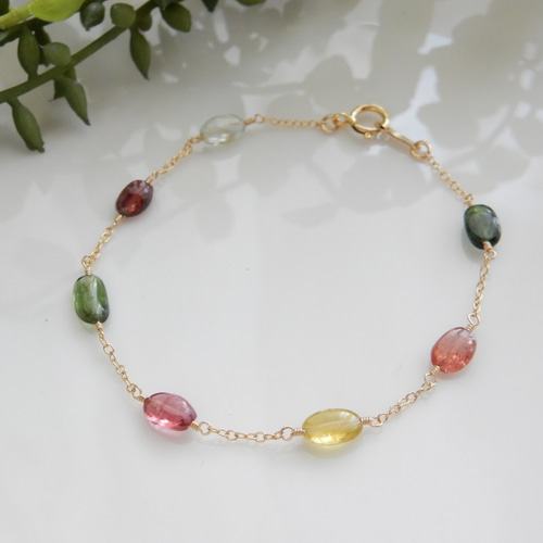 白妙◆マルチカラートルマリンブレスレット✧14kgf マルチカラートルマリンブレスレット14kgf
