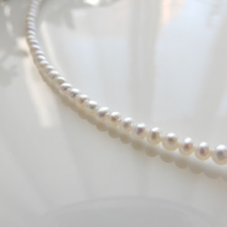 【621】14kgf淡水珍珠2.5mm半圓形項鍊 第5張的照片