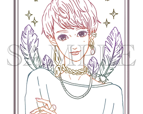 オーダー似顔絵【カラー線画】【デジタル仕上げ】 イラスト reii