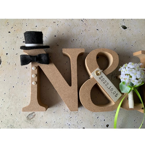 イニシャルオブジェ／ナチュラル日付入り その他オーダーメイド nico