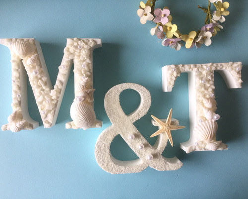 イニシャルオブジェ貝殻3点セット（ホワイト） その他オーダーメイド