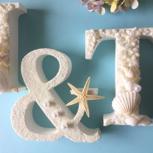 イニシャルオブジェ貝殻3点セット（ホワイト） その他オーダーメイド