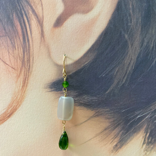 再販！特別価格　レモネードカキ氷　ムーンストーンチャーム　ピアス　イヤリング 再販！特別価格レモネードカキ氷ムーンストーンチャームピアスイヤリング