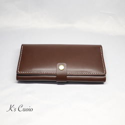 ヌメ革 横長通帳ケースベルト付き（ダークブラウン色）【送料無料】 3枚目の画像