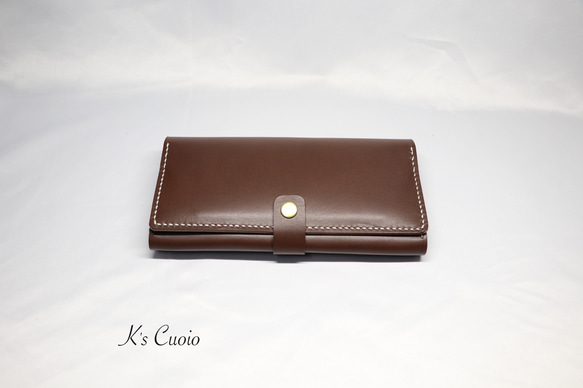 ヌメ革 横長通帳ケースベルト付き（ダークブラウン色）【送料無料】 3枚目の画像