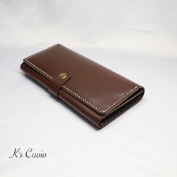 ヌメ革 横長通帳ケースベルト付き（ダークブラウン色）【送料無料】 4枚目の画像