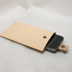ヌメ革 手縫いスマホポーチ【送料無料】 2枚目の画像