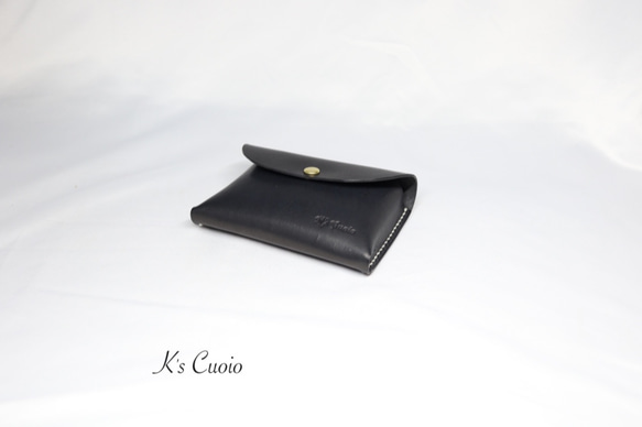 ヌメ革 一枚革で作るカードケース（ブラック色）【送料無料】 2枚目の画像
