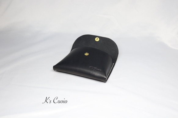 ヌメ革 一枚革で作るカードケース（ブラック色）【送料無料】 4枚目の画像
