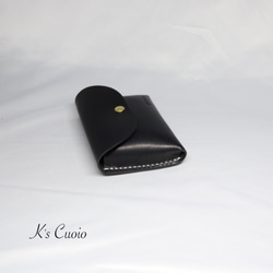 ヌメ革 一枚革で作るカードケース（ブラック色）【送料無料】 7枚目の画像