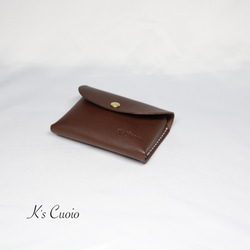 ヌメ革 手のひらサイズのカードケース（ダークブラウン色）【送料無料】 1枚目の画像