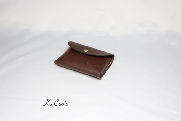 ヌメ革 手のひらサイズのカードケース（ダークブラウン色）【送料無料】 1枚目の画像