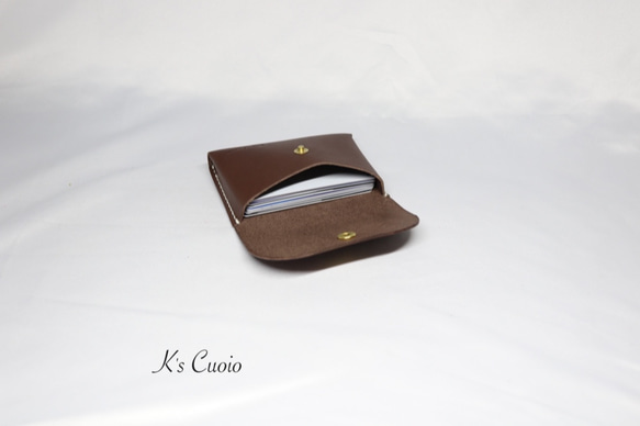 ヌメ革 手のひらサイズのカードケース（ダークブラウン色）【送料無料】 4枚目の画像