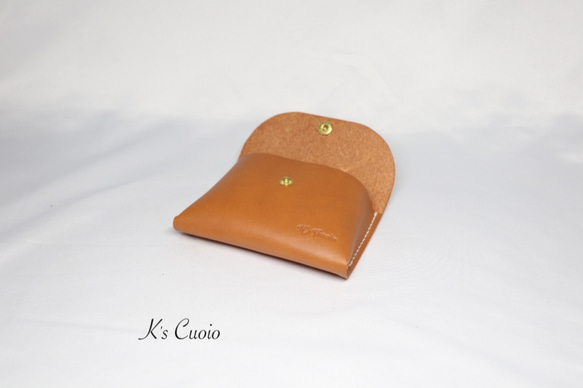 ヌメ革 一枚革で作るカードケース（キャメル色）【送料無料】 4枚目の画像