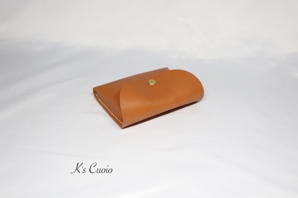 ヌメ革 一枚革で作るカードケース（キャメル色）【送料無料】 5枚目の画像