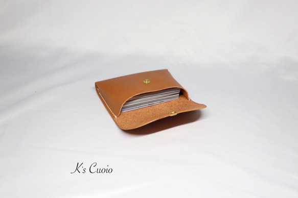 ヌメ革 一枚革で作るカードケース（キャメル色）【送料無料】 8枚目の画像
