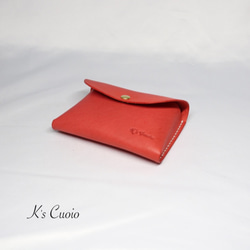 ヌメ革 一枚革で作るカードケース（レッド色）【送料無料】 1枚目の画像