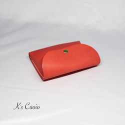 ヌメ革 一枚革で作るカードケース（レッド色）【送料無料】 5枚目の画像