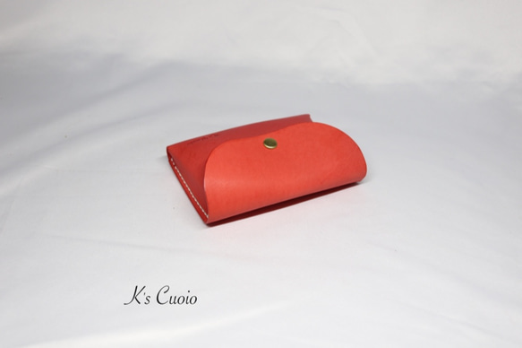 ヌメ革 一枚革で作るカードケース（レッド色）【送料無料】 5枚目の画像