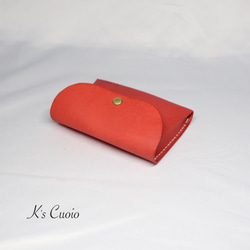 ヌメ革 一枚革で作るカードケース（レッド色）【送料無料】 6枚目の画像