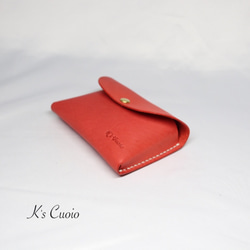 ヌメ革 一枚革で作るカードケース（レッド色）【送料無料】 7枚目の画像