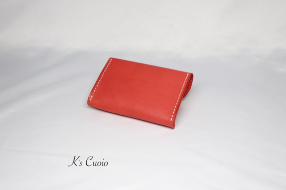ヌメ革 一枚革で作るカードケース（レッド色）【送料無料】 8枚目の画像