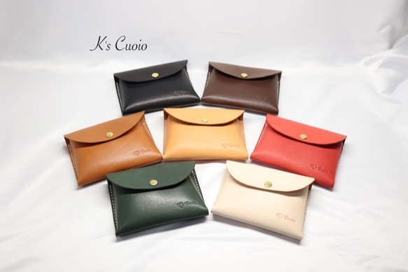 ヌメ革 一枚革で作るカードケース（レッド色）【送料無料】 10枚目の画像